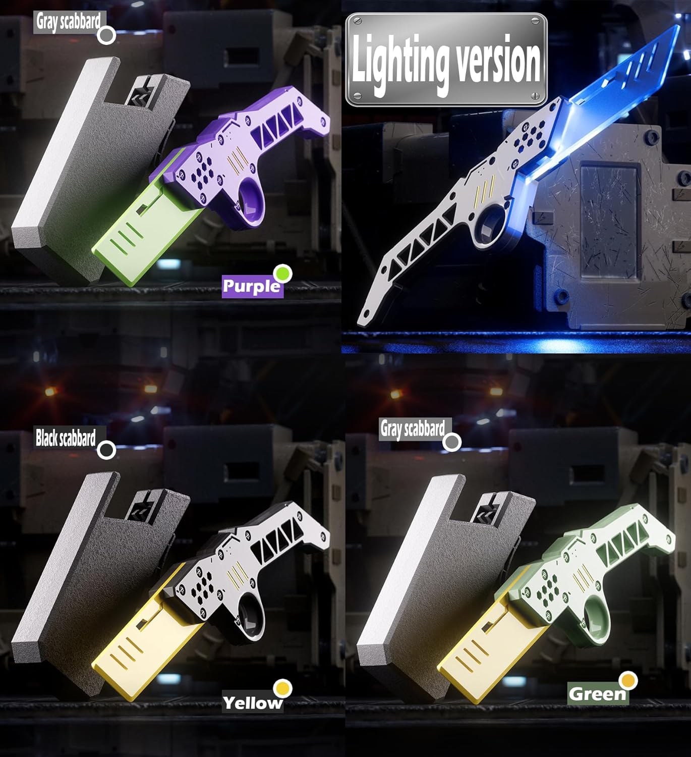 Carrot Radish Catapult Knife- Stress Relief Fidget Toy with Decompression Features - 3D Printed Practice Prop EDC Purple Green PUGR-N1