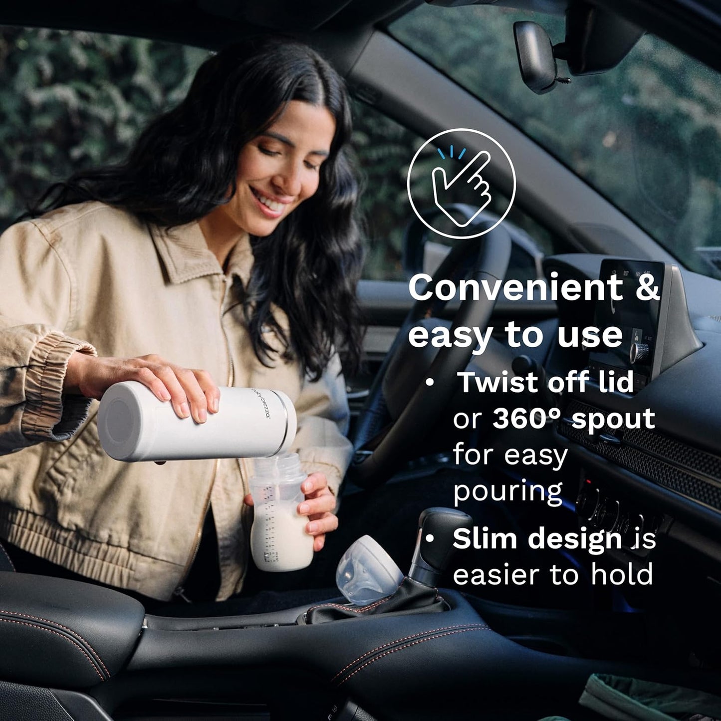 Baby Brezza SuperFast Portable Baby Bottle Warmer – 67% Faster - Travel Breastmilk Warmer and Formula Warmer - Safe, Even Heating - Up to 9oz - No Adapters, Black