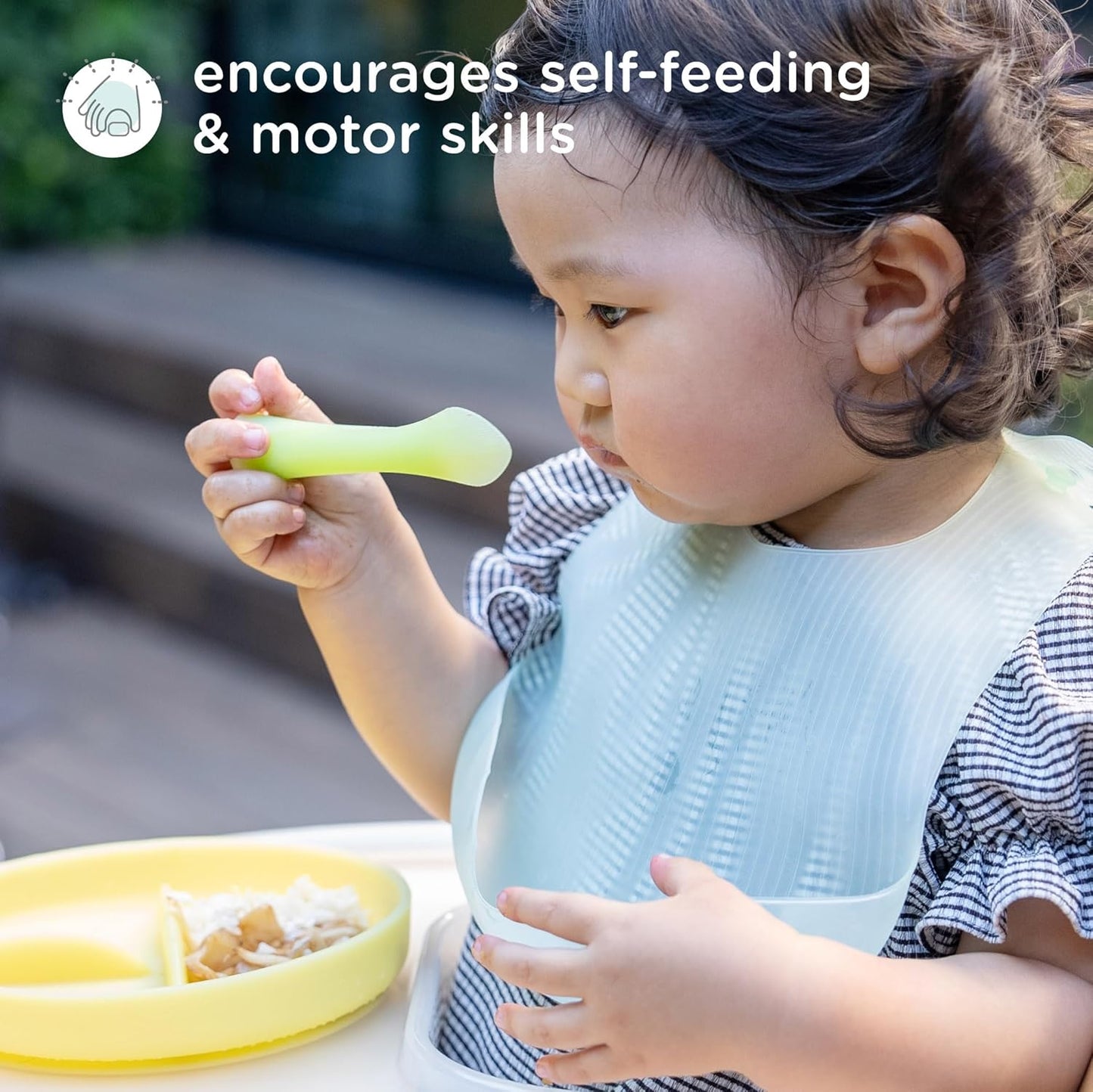 Olababy 100% Silicone Soft-Tip Training Spoon for Baby Led Weaning 2pack (Kiwi/Lemon)