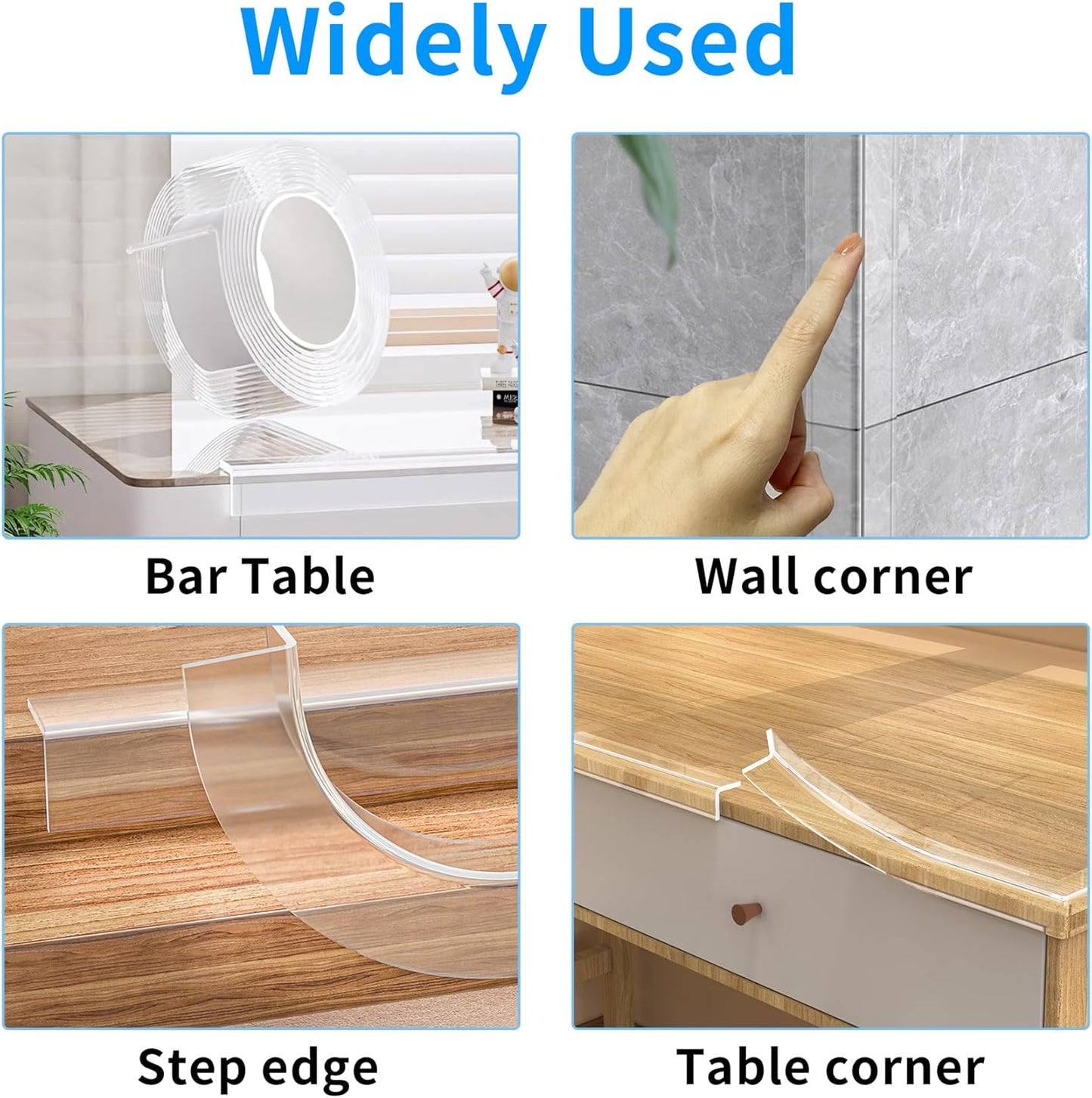 13.12 FT Edge Corner Protector Baby Proofing,Soft Clear Furniture Table Corner Guard & Edge Safety Cabinet Door Bumper,Crib Bumpers,Wall Protector(Width 2 in,Thickness 0.08 in)