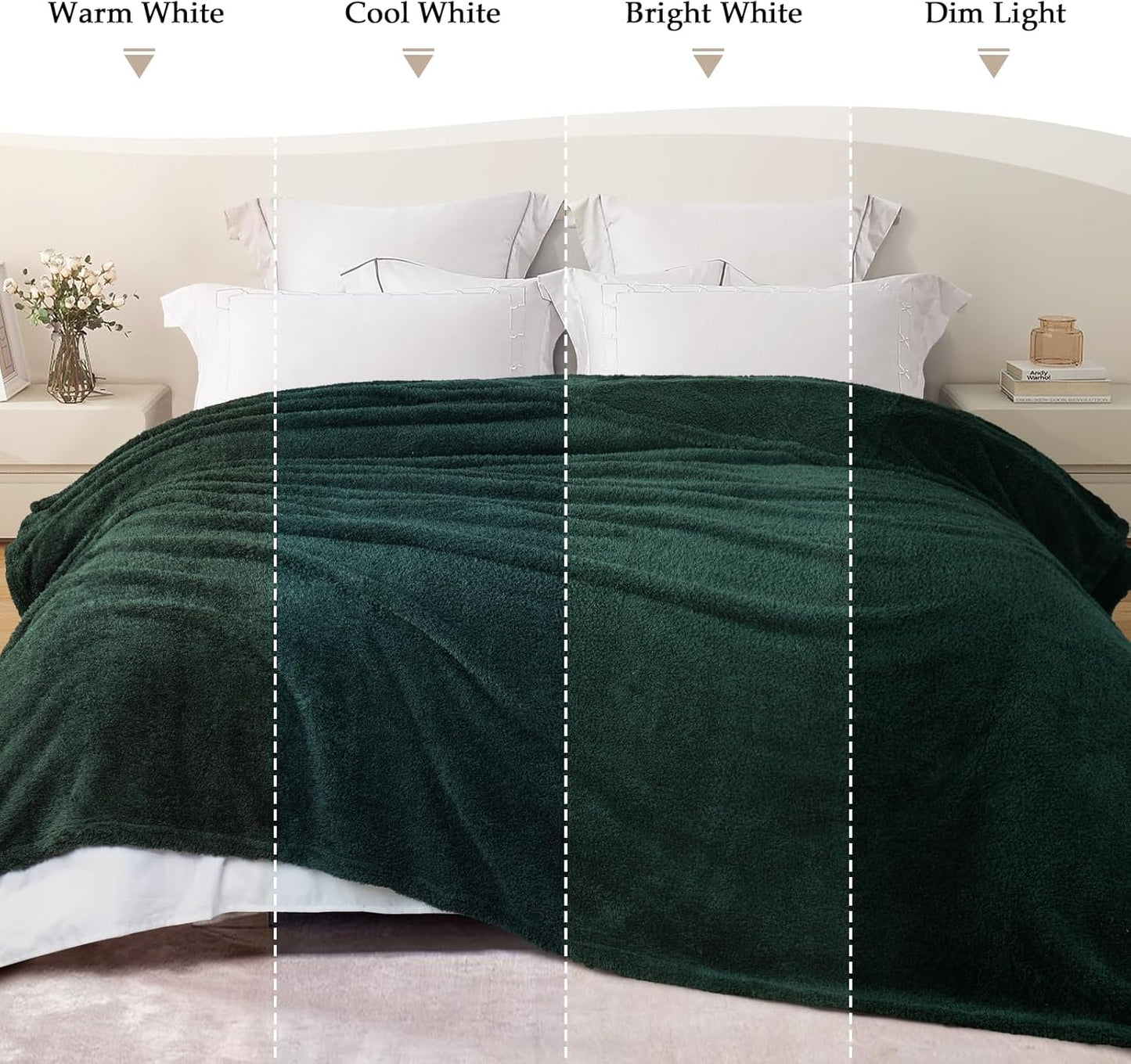 Exclusivo Mezcla Fleece King Blanket for Bed, Soft and Cozy Blankets for Women Men Girls Kids, Suitable for All Seasons, Forest Green, 90x104 Inches