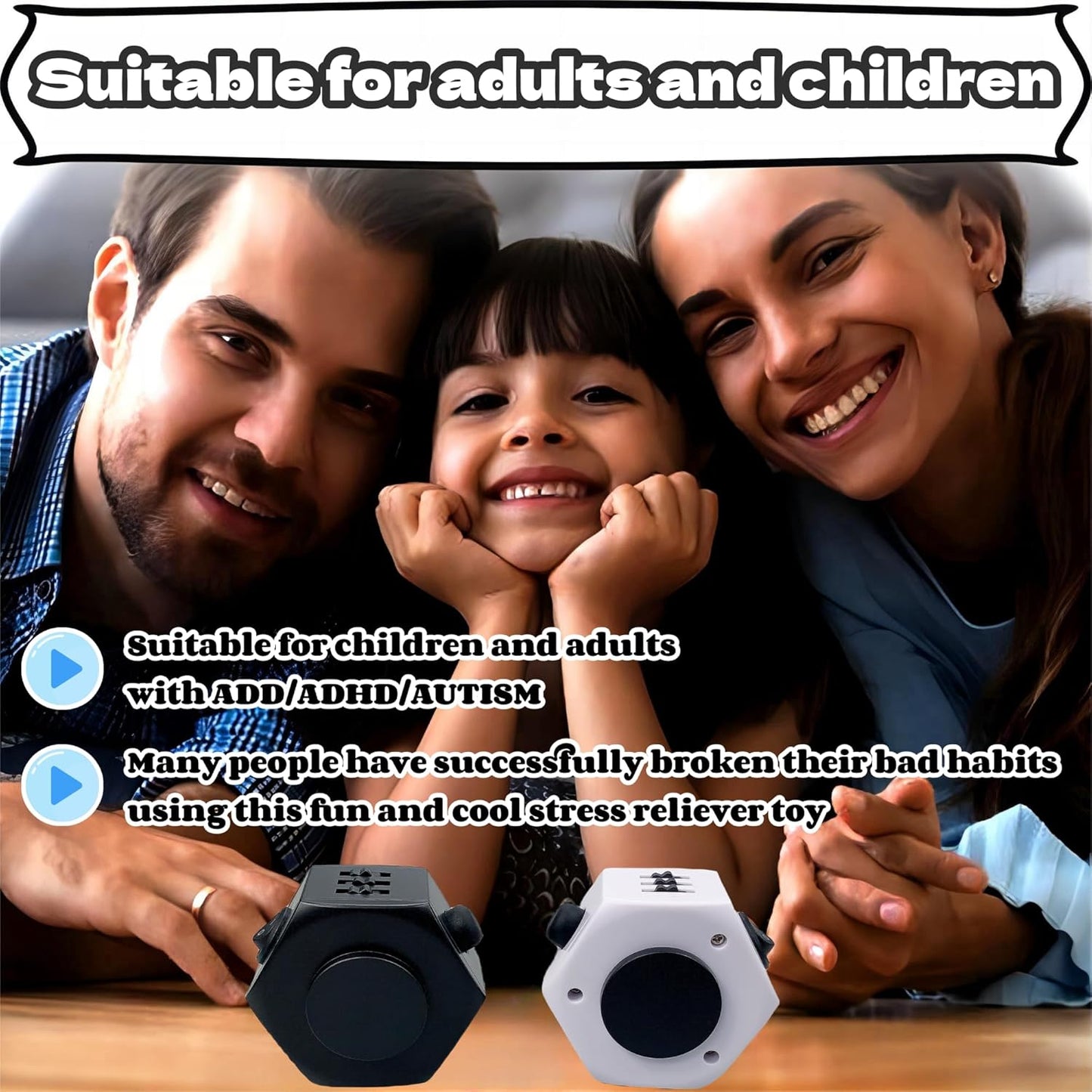 Stress Relief Fingertip Cube Fidget Toys,Fidgets UFO Cube/Relaxing Magic Cube Hand-Held Toys for Adults and Children, Killing Time Cool Fidget Block for ADD/ADHD/ Fidget Gadget UFO Cube Gifts (White)