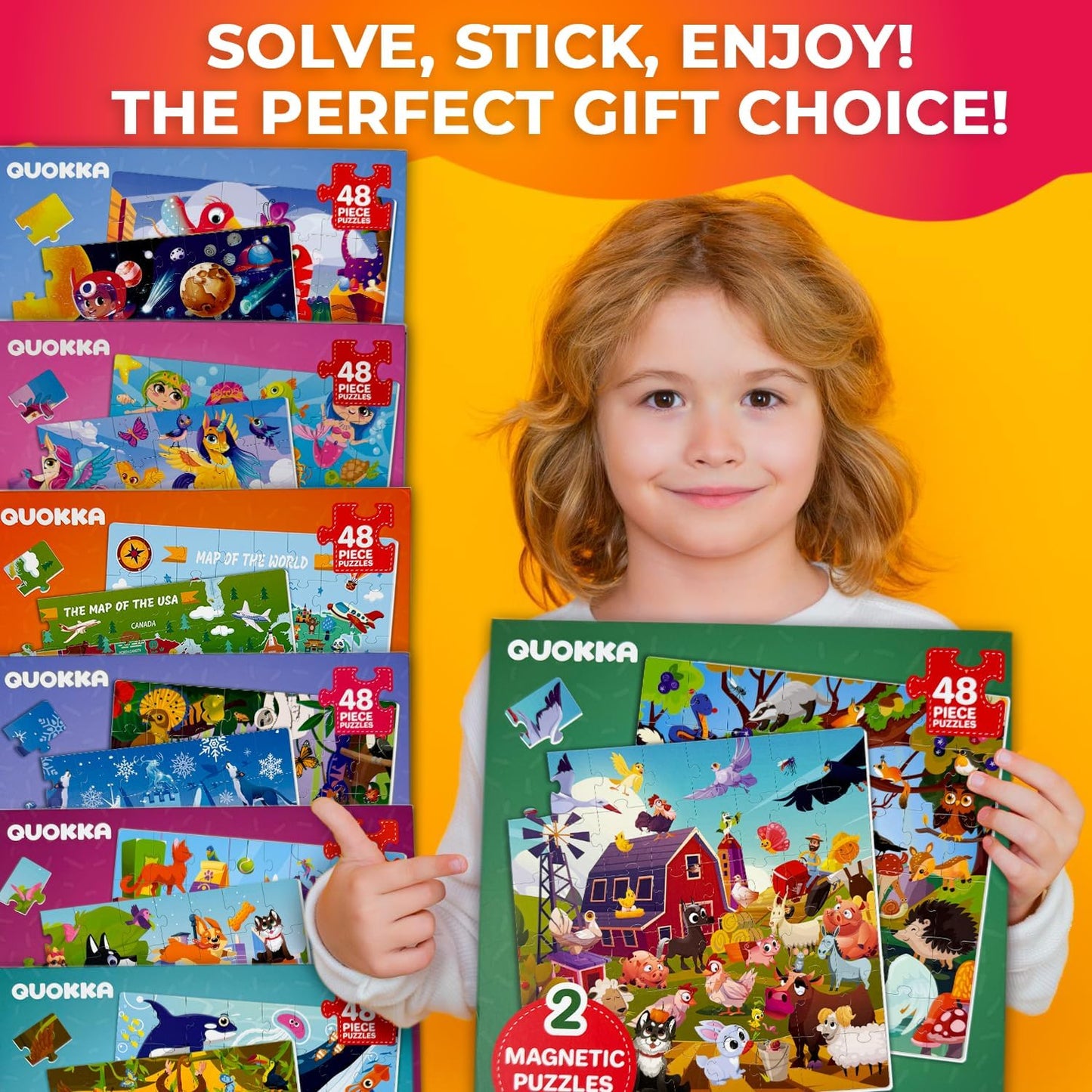 QUOKKA Magnetic Puzzles for Kids Ages 3-5 - 2x48 Travel Puzzles Games for Toddlers 3-4 Years Old - Activities Car Toy for Boys and Girls 4-6 yo - Farm & Forest Animals Learning Magnet for Road Trip