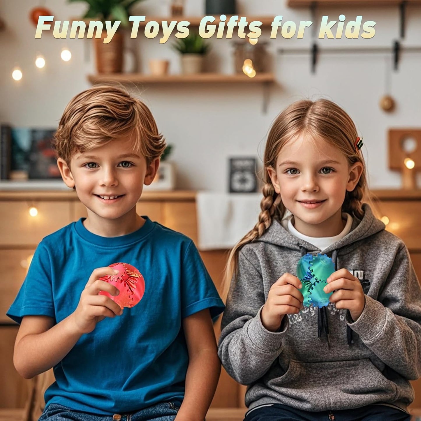 Gear Ball Fidget Toy - 3D Printed Stress Relief Spinner, Educational and Fun Gift for Kids & Adults, Durable & Eco-Friendly, Ideal for Birthday (Orang Red)