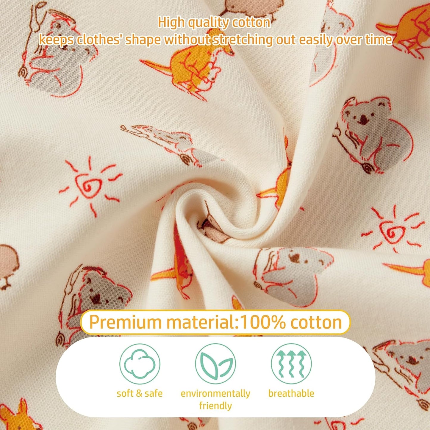 Baby Boys Girls Cotton Footies Multi Pack Long Sleeve Baby Footed One-Piece Jumpsuit Multi Pack