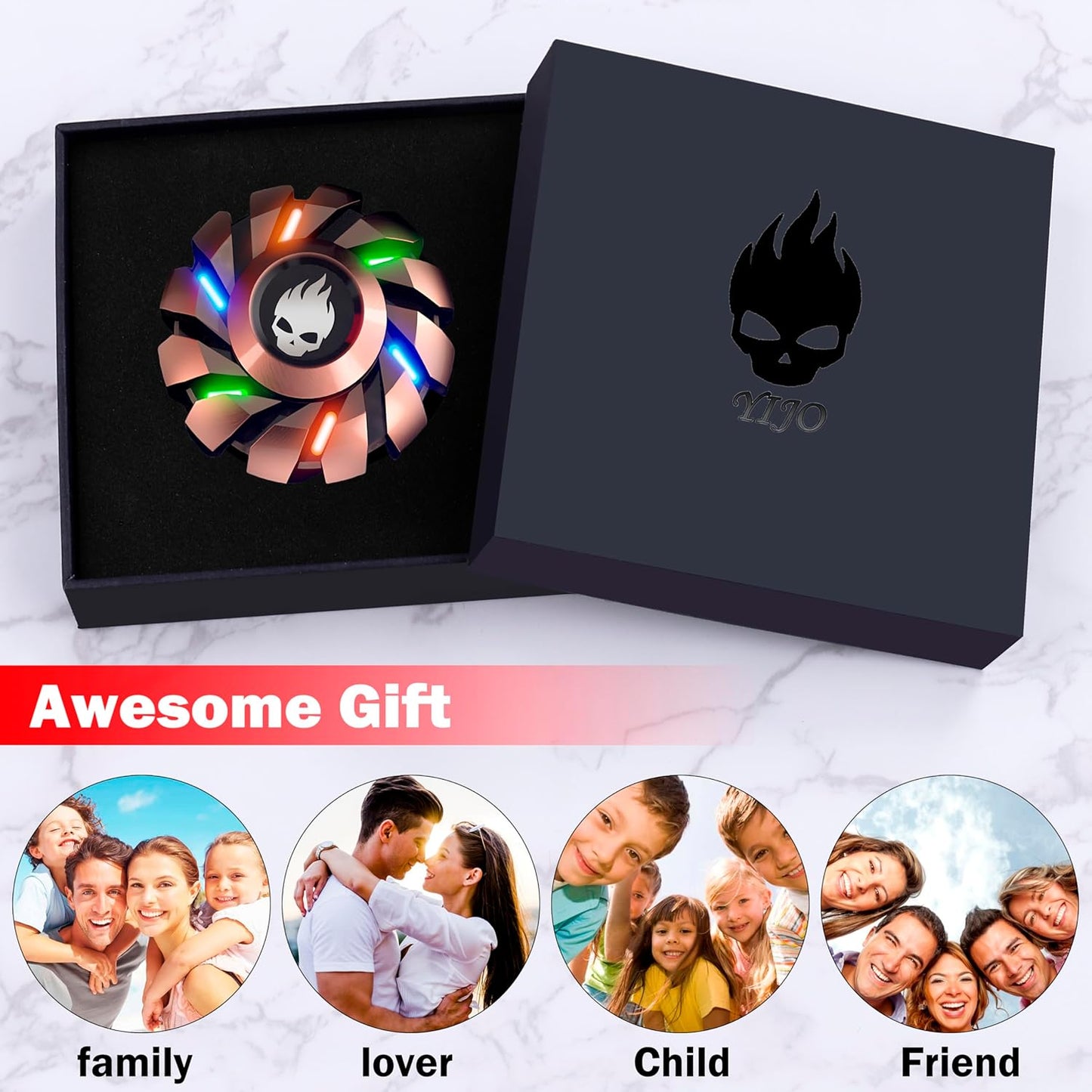 Metal Fidget Spinner High Speed and Silence Colorful Glowing, Cool Mechanical Gear Spinner, Anti-Anxiety and Stress Release for Kids and Adults