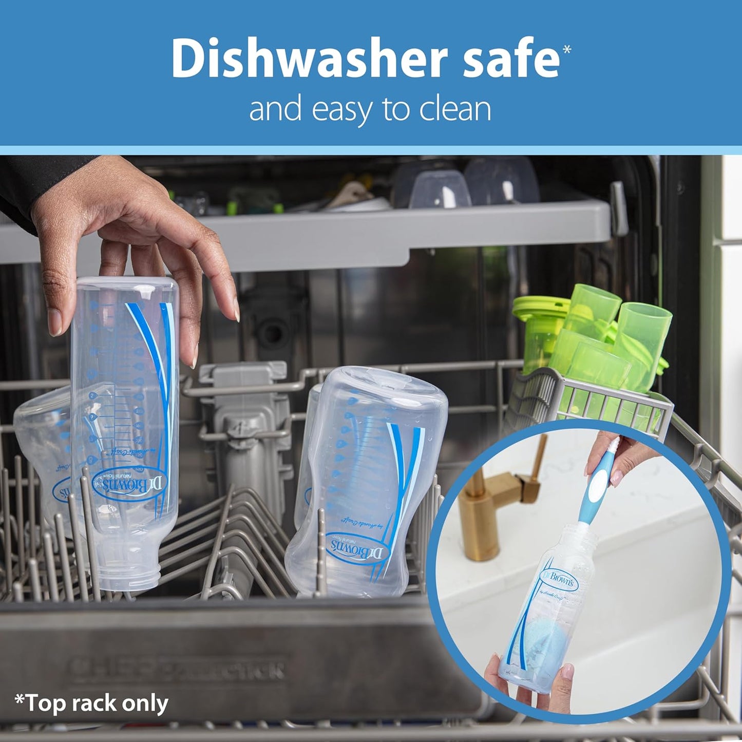 Dr. Brown's Natural Flow Anti-Colic Options+ Narrow Baby Bottle, Dream Adventure, 8 oz/250 mL, with Level 1 Slow Flow Nipple, 0m+, 4 Count (Pack of 1)