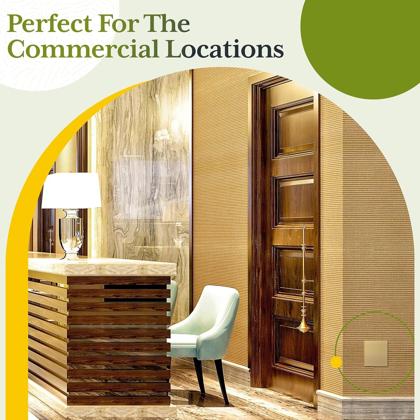 TG Screwless Double Blank Wall Plate, Child Safe Blank Device Outlet Cover, Mid-Size 2-Gang 4.88" H x 4.92" L, Polycarbonate Thermoplastic, UL Listed, SP-MB2-GD, Gold (1 Pack)