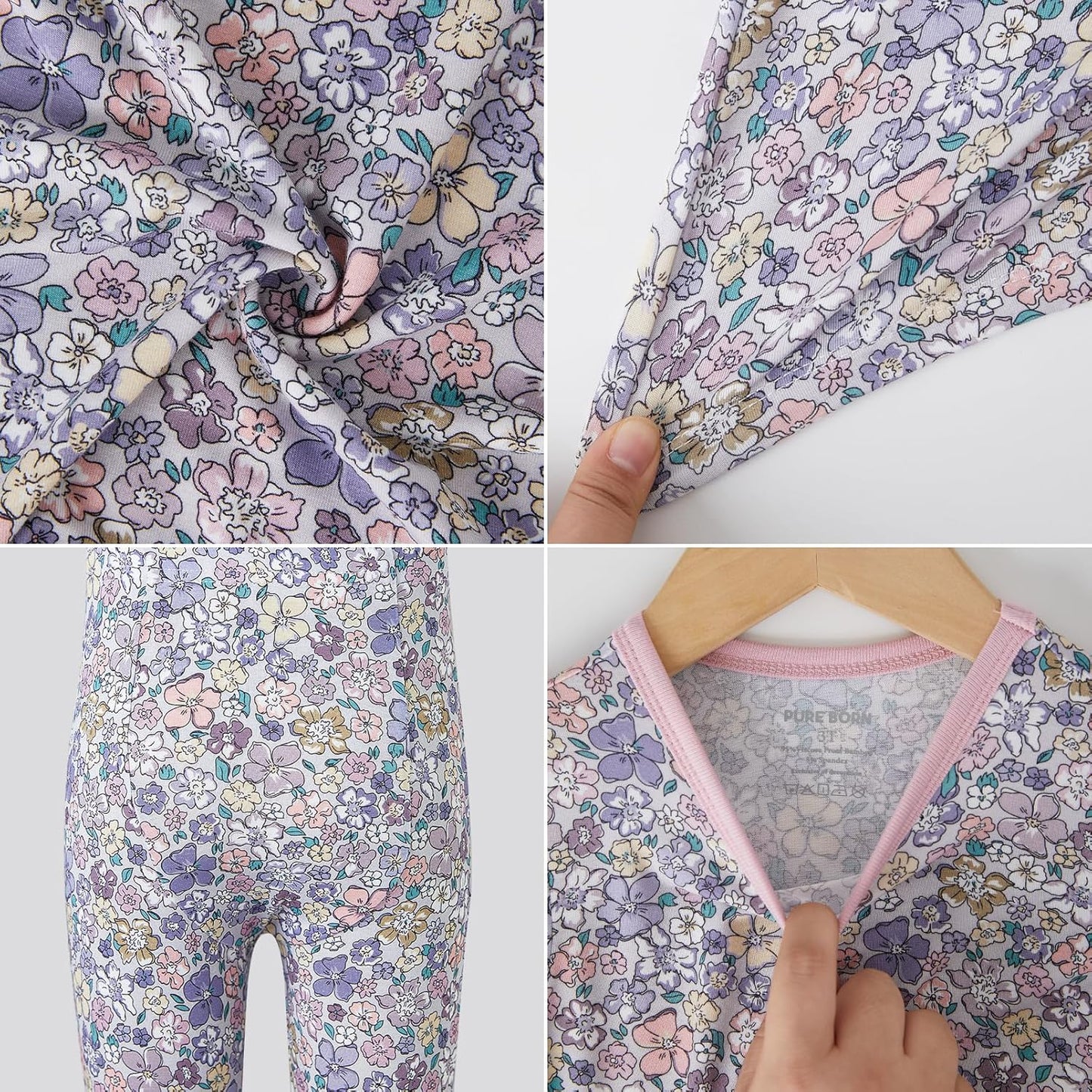 pureborn Baby Toddler Kids Viscose from Bamboo Pajamas Set Pjs 2pcs 18M-8Y