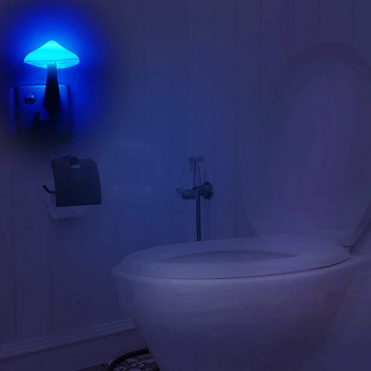 AUSAYE Blue Led Lamp Mushroom Nigh Light,Plug in Nightlight,Sensor Night Lights for Kids Adults Bedroom,Bathroom,Toilet,Stairs,Kitchen,Hallway Christmas Thanksgiving Gifts