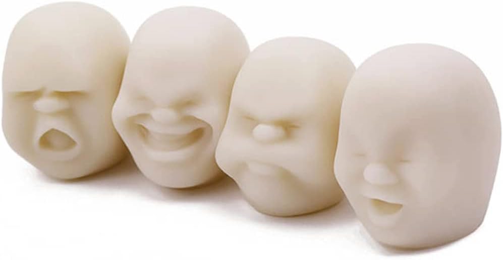 Anxiety Stress Release Fun Toys,Emotion Balls Fidget Toys for Pressures Relief Kneading Toys for All Age,Kids and Adults,Weird Face Bizarre Squeeze Toys. (White, Depressed)