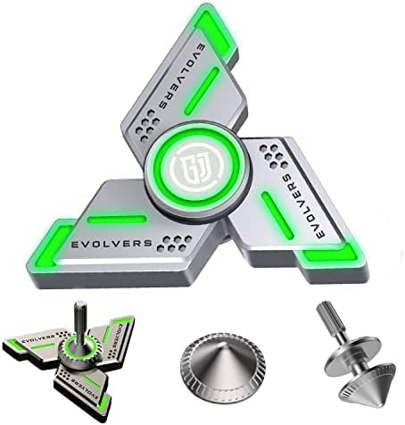 Cyclone Fidget Spinners,Silver Metal with Green Luminous,Durable High Speed Silent Bearing,Finger Hand Spinner,Relieve Stress & Anxiety,Toys/Gifts for Adults & Kids (DIY Accessories Included)