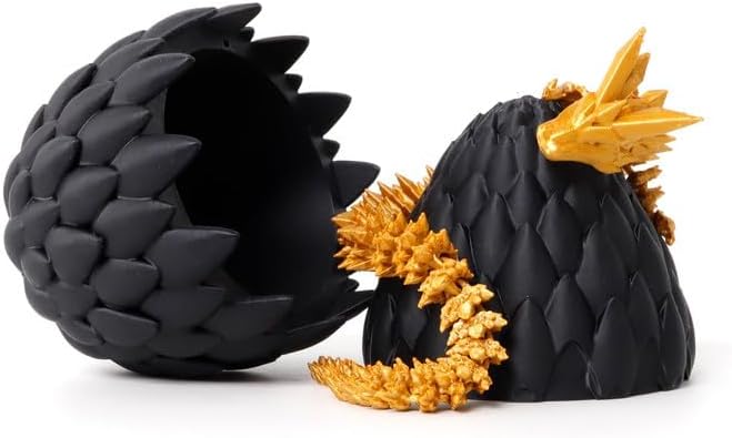 3D Printed Dragon Egg, 12'' Mystery Crystal Dragon Egg Fidget Toys Full Articulated Dragon Home Office Decor Executive Desk Toys for Autism/ADHD