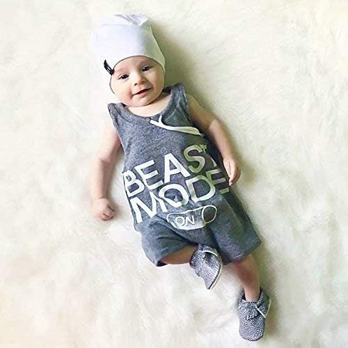 Aalizzwell Baby Boy Romper Newborn Infant Sleeveless Short Romper One Piece Active Summer Clothes