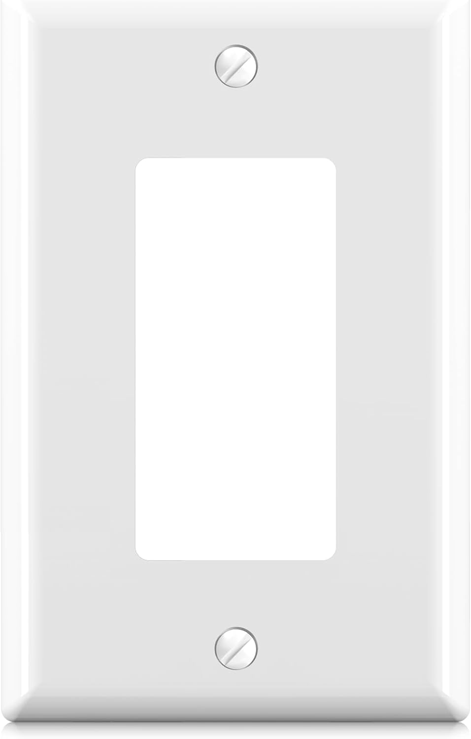 ELEGRP Decorative Receptacle Wall Plate, 1-Gang Mid Size Decorator Covers, Unbreakable Polycarbonate Faceplates for Decorator Device, UL Listed, Screws Included (1 Pack, Glossy White)