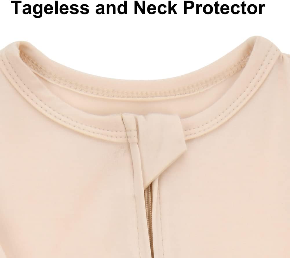 Aablexema Baby Footless Pajamas Zipper with Mitten, Rayon from Bamboo, Infant Long Sleeve Romper Pjs