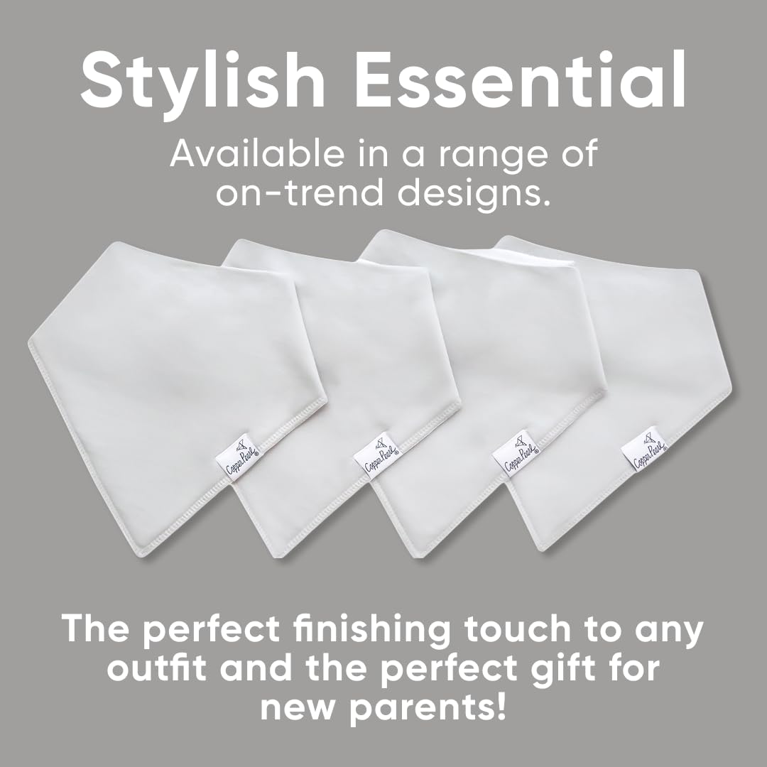 Copper Pearl 4 Pack Soft Cotton Baby Bibs for Drooling and Teething, Absorbent Drool Bibs for Baby Girl and Boy, Adjustable to Fit Newborns to Toddlers (Gray Basics)