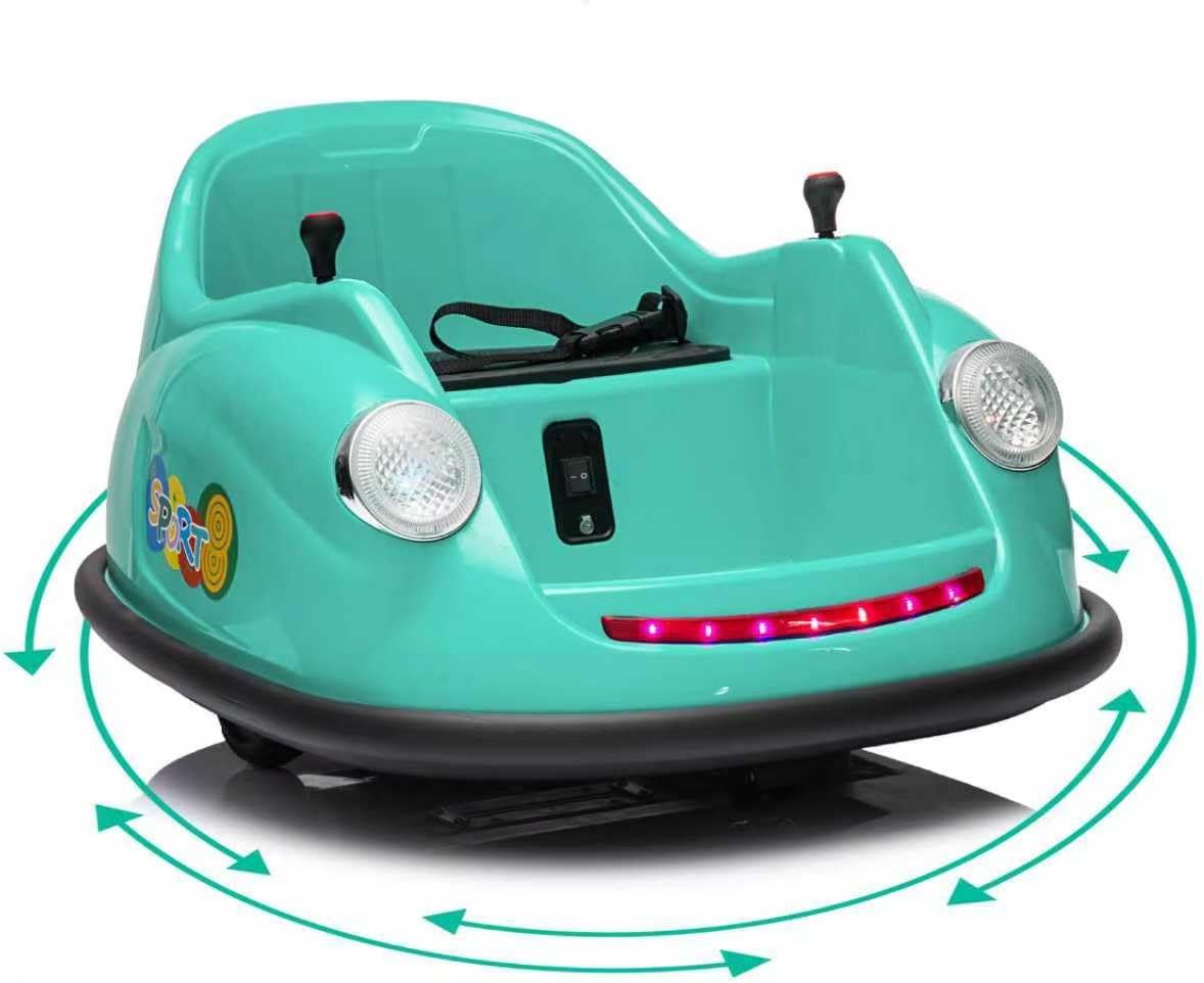 12V Bumper Car for Toddlers, Electric Toy Ride on Battery Car with Kids W/Parent Remote Control, 2-Speed, 360 Degree Spin, Music & LED Lights for Kids, Green