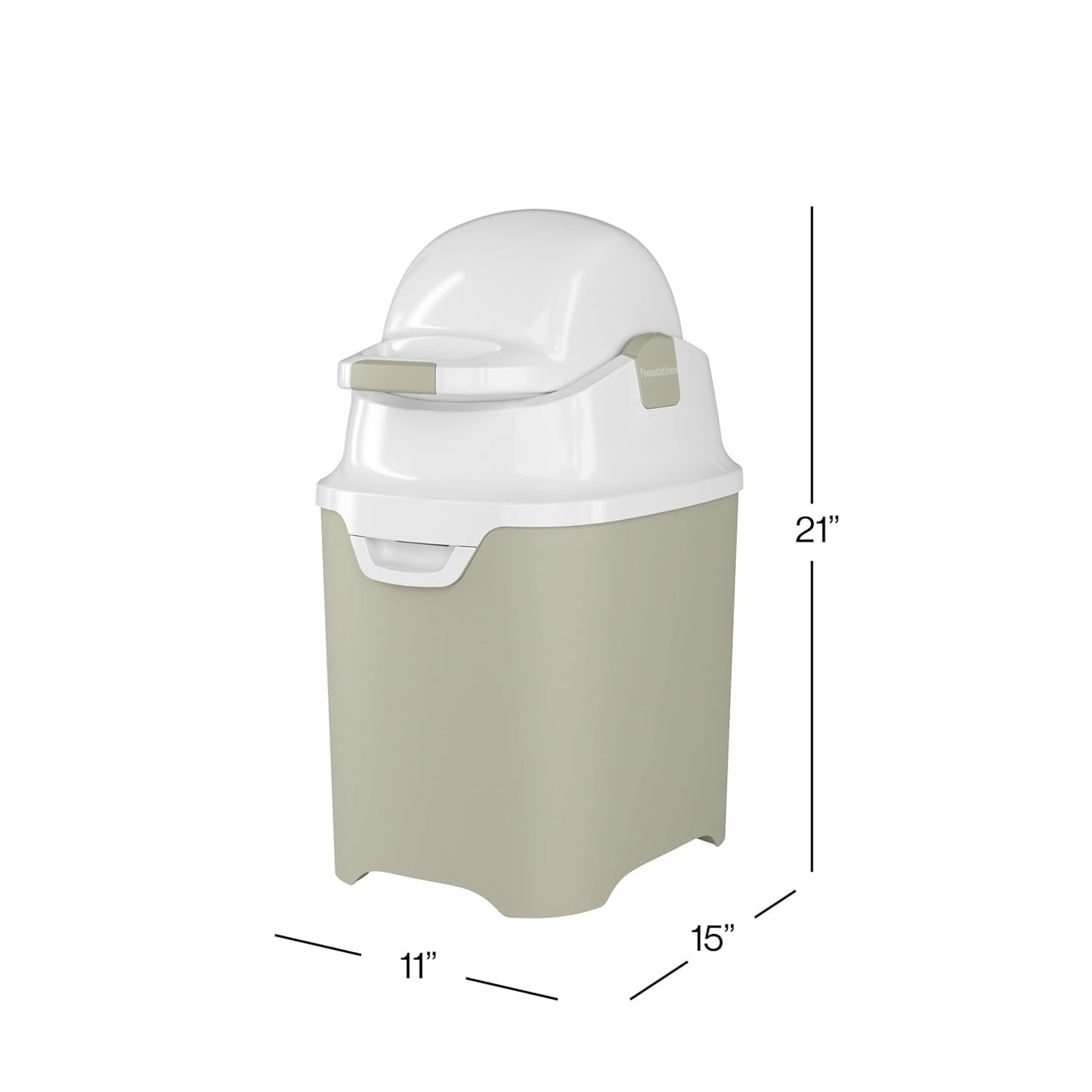 Foundations Mini Diaper Pail with Airtight Lid - Durable & Odorless Diaper Disposal, Large Capacity, Holds up to 30 Newborn Diapers, Refill with Any Bags - Sand