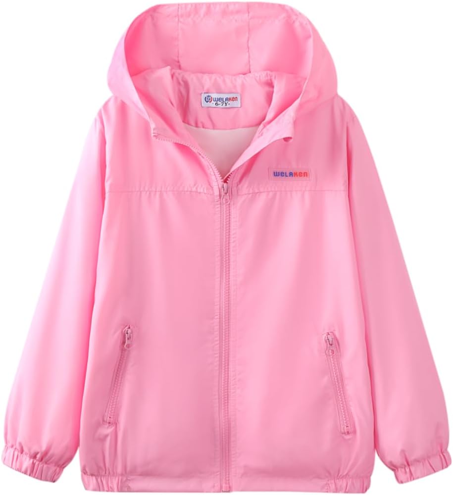 WELAKEN Lightweight Jacket for Girls Kids & Toddler II Girls' Print Water-Resistant Jacket