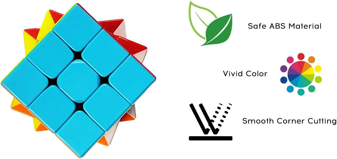 Speed Cube 3x3 Stickerless with Stand and Tutorial – Easy Turning, Smooth Play, Durable Magic Puzzle Toy for Kids and Adults