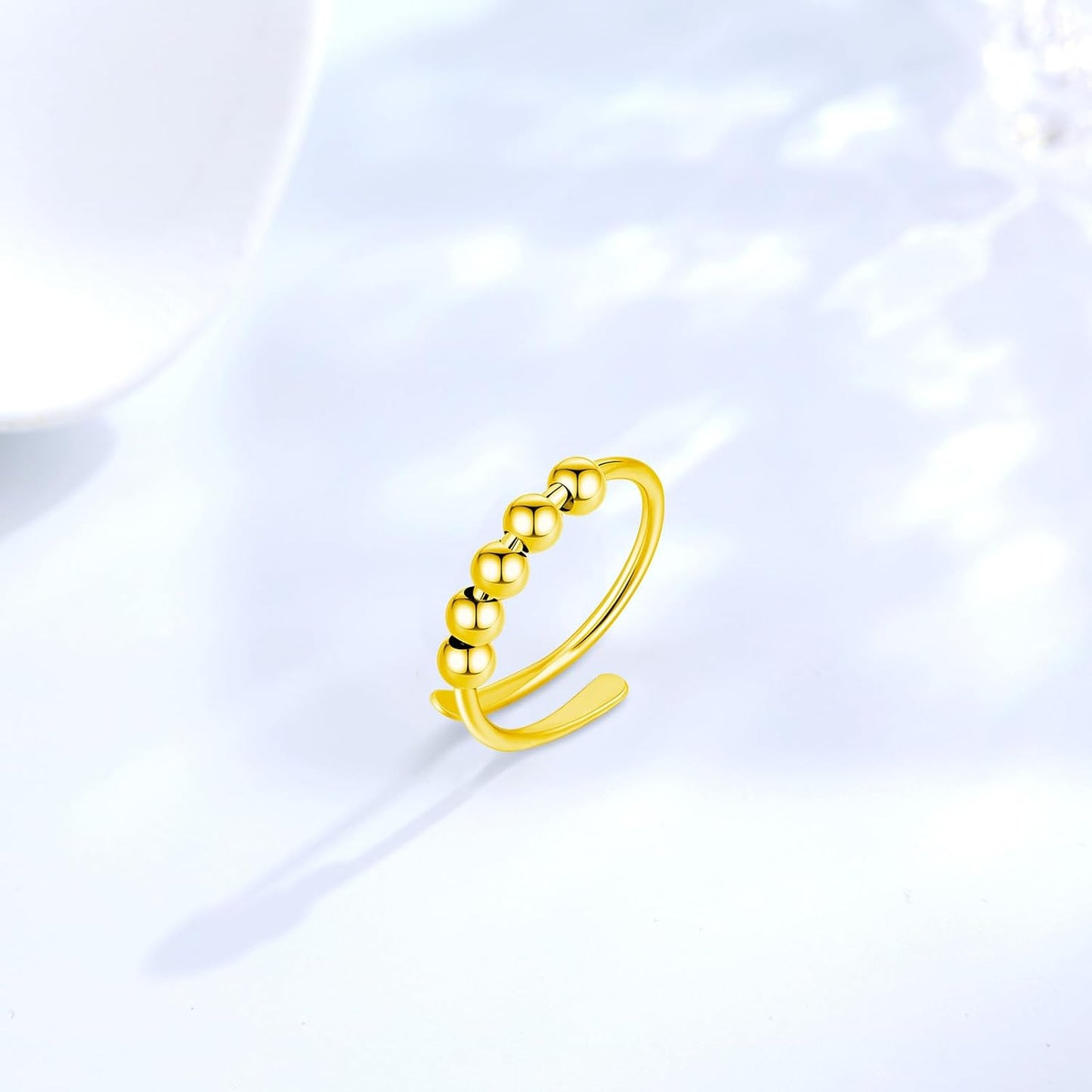 INFUSEU Funny Spinner Fidget Rings for Women Girls Anti Anxiety Stress Worry, Adjustable Size