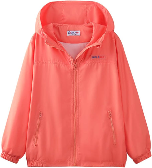 WELAKEN Lightweight Jacket for Girls Kids & Toddler II Girls' Print Water-Resistant Jacket