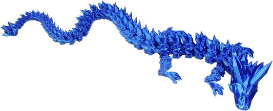 3D Printed Dragon with Dragon Egg 16.5'' Articulated Dragon Crystal Dragon Fidget Dragon Egg Toys Executive Desk Toys (Blue, Dragon Only)