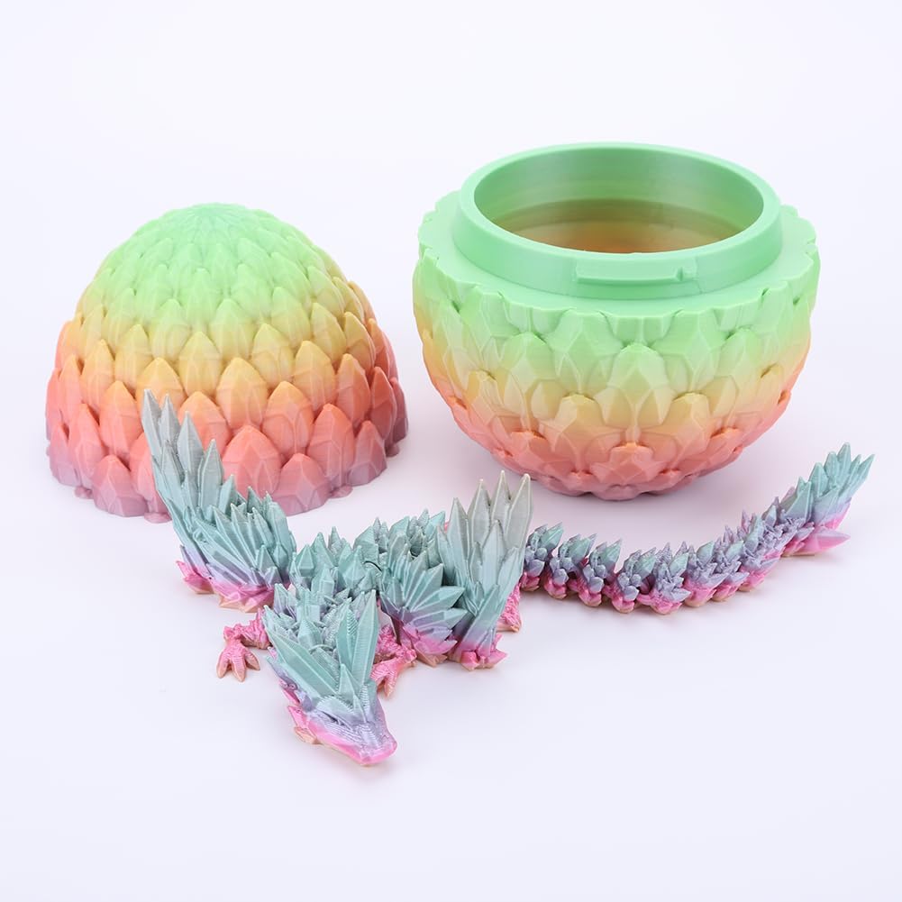 Cessfle 3D Printed Dragon in Egg, Fly Dragon Egggs with Dragon Inside Full Articulated Dragon Egggs for House of Dragon Crystal Fidget Dragon Egg Toys, Home Office Decor Executive Desk Toy