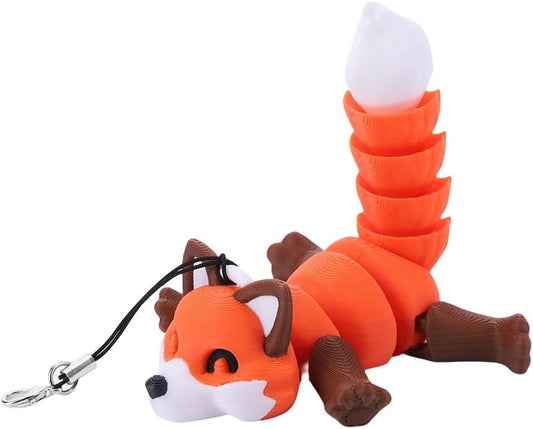 3D Printed Articulating Fox Sculpture,1PCS 3D Printed Animals Toy,Adorable Animal Figurine,Crystal Fox Fidget Toys,Adults Fidget Toys for Autism ADHD,Home Office Decor (Orange Fox)