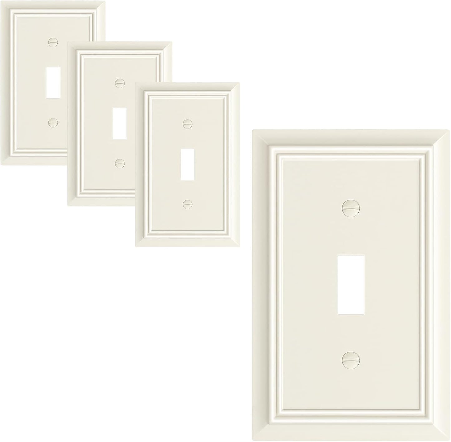 4-Pack Single Toggle Light Switch Cover Plate, Durable Natural Bamboo Fiber Decorative Switch Plate Covers, Light Almond 1 Gang Wall Plate, Corrosion Resistant