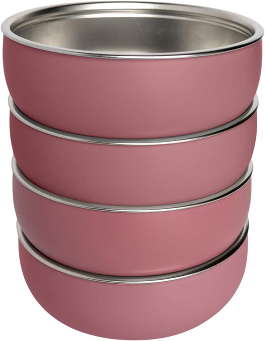 Monkey Proof™ Non-Toxic Stainless Steel Child Bowl 5” with Non-Slip Silicone Shell, (Set of 4 bowls) Unbreakable, Mess Free Feeding for Babies, Toddlers, Kids, BPA free (Mauve)