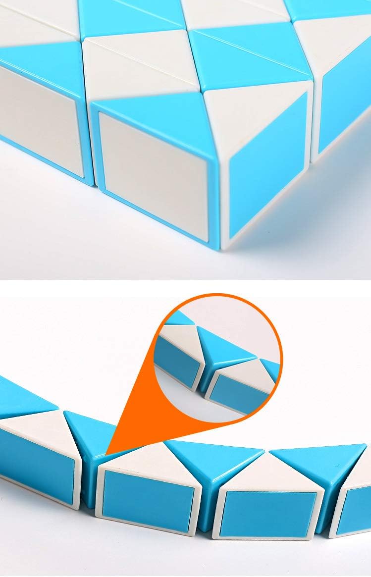 2 Pack Fidget Magic Snake Cube Puzzles Twist Ruler Speed Cubes Brain Teaser Game Toys for Kids Random Color (60 Block)