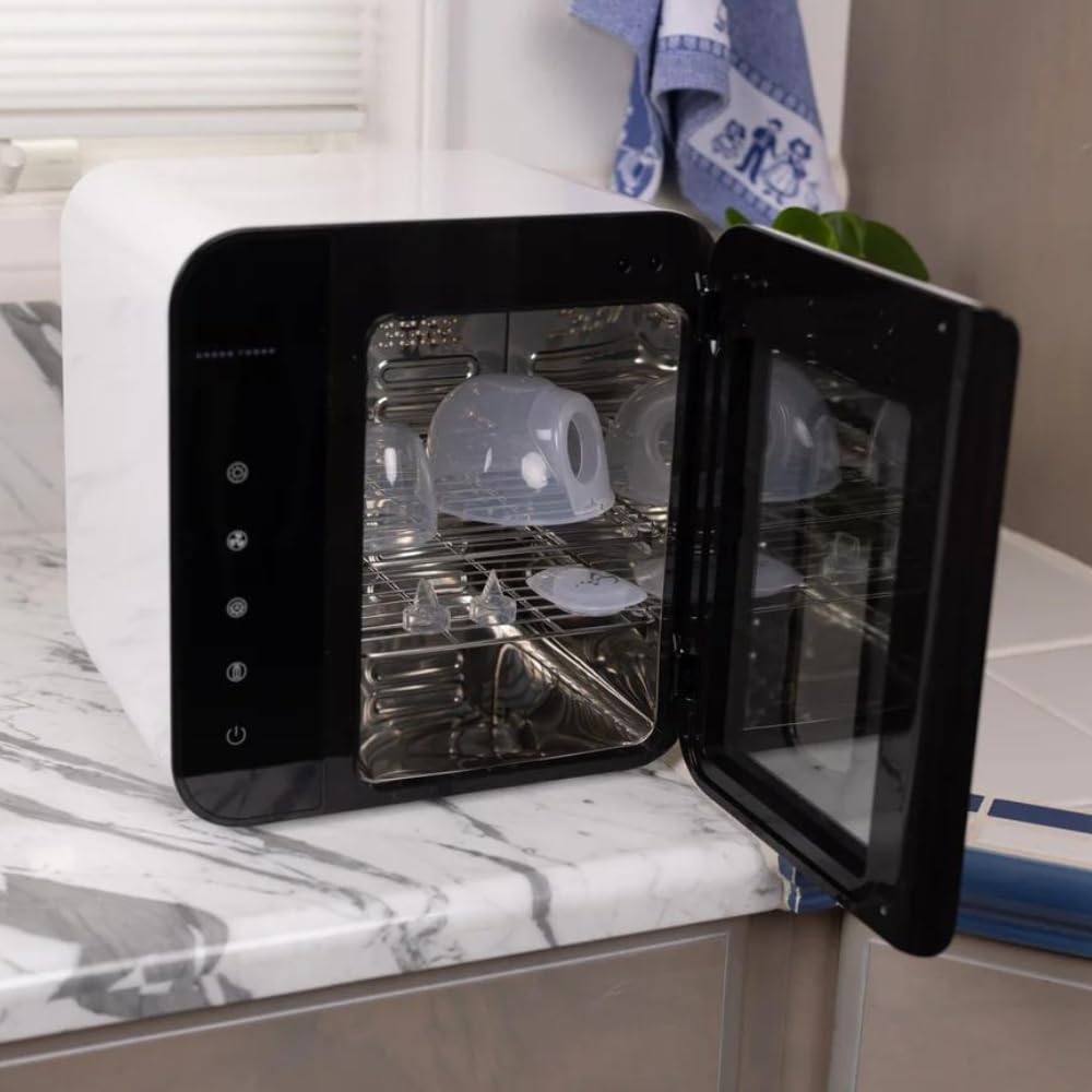 BabyBuddha 3 in 1 Sterilizer and Dryer for Baby Bottles and Accessories, Cleans Milk Residue Without Steam or Water, Fast Drying, Baby Bottle Sanitizer, Breast Pump Parts Cleaner, Countertop Design