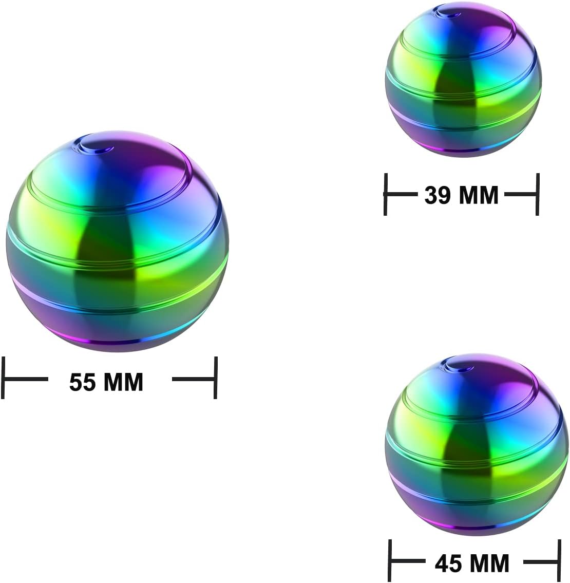 Kinetic Desk Spinnin Toys Ball, Fidget Toy Balls for Office for Adults, Optical Illusion Rotating Ball for Office ADHD Anxiety (45mm, Rainbow)