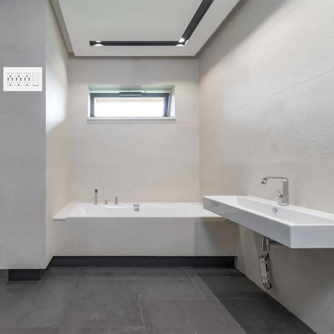 4-Gang Screwless Decora Wall Plate Cover Switch Outlet Electrical Faceplate for Light Switche, Smart Switch, Receptacle, Dimmers, USB Outlet, GFCI, Child Safe Cover Plate, White (6-Pack)