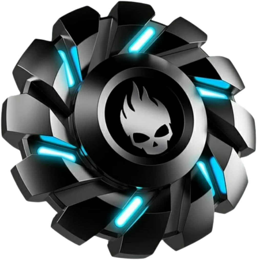 Black Gear Fidget Spinner, Colorful Glow in The Dark, High Speed and Silence, Cool Metal Mechanical Gear Shape Design with Skull Symbol, Anti-Anxiety and Stress Release for Kids and Adults