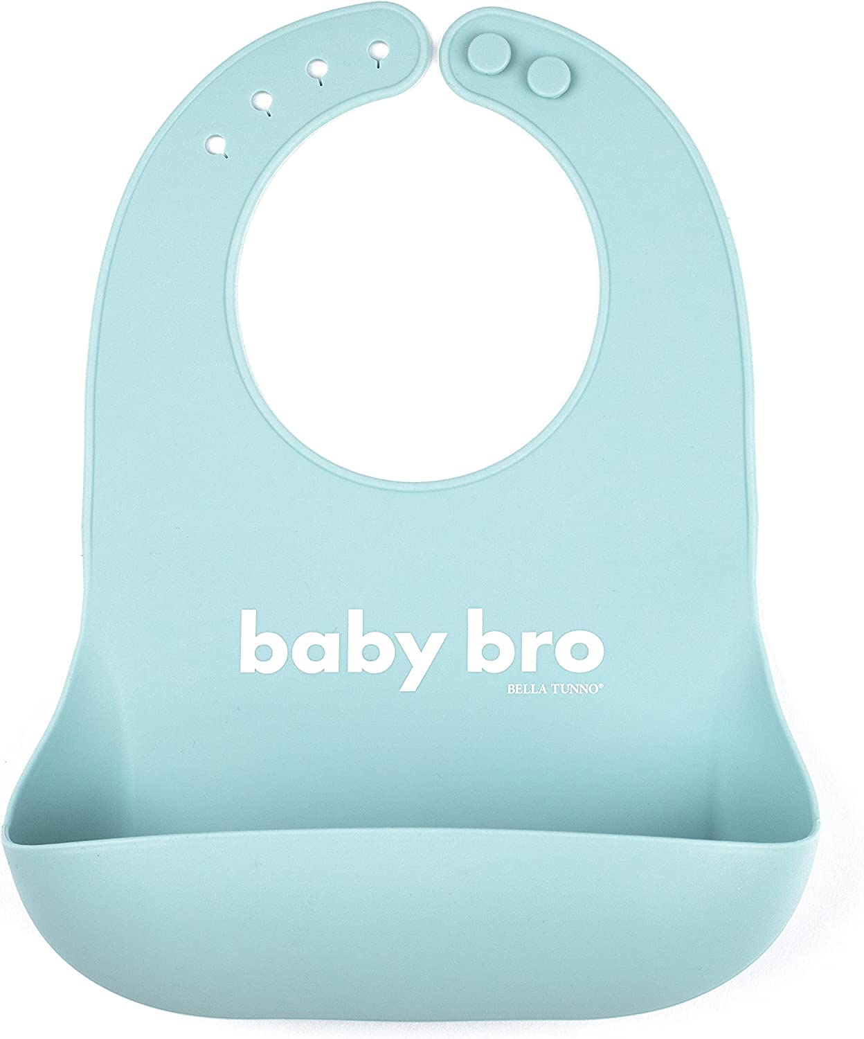 Baby Bib for Eating by Bella Tunno, Waterproof Silicone Bib with Large Food Catcher, Adjustable Fit for Babies 4-12 months & Toddlers 1-3 Years, Boys & Girls, Baby Bro