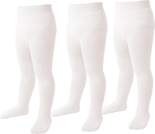 Marchare Baby Girls Tights Thick Solid Cable Knit Leggings Winter Warm Stockings For Toddler Girls 1/2/3/4/5 Pack