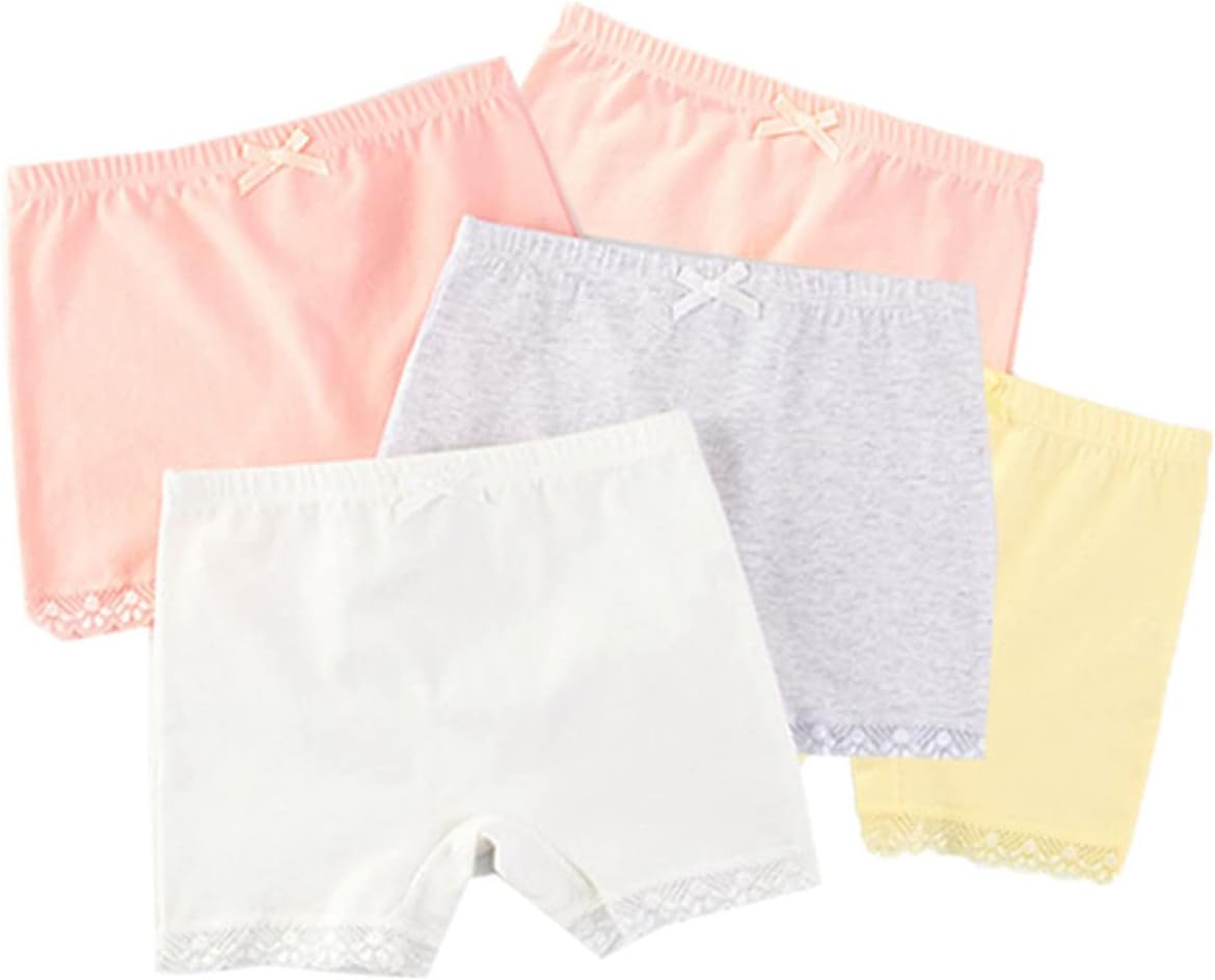 5 Pcs Little Girls Toddler Kids Boy-Leg Shorts Lace Trim Underwear Boxers Briefs Panties