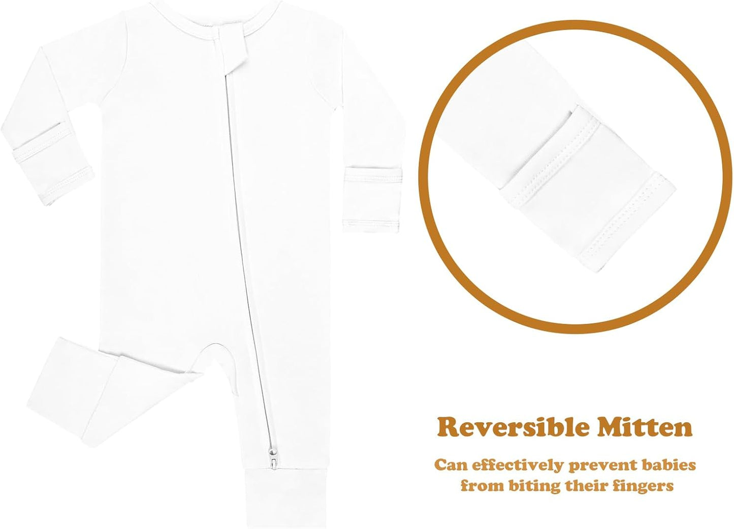 GUISBY Long Sleeve Cotton Pajamas Footless Baby Bodysuits with Zipper and Mittens 3-Pack for Boys Girls