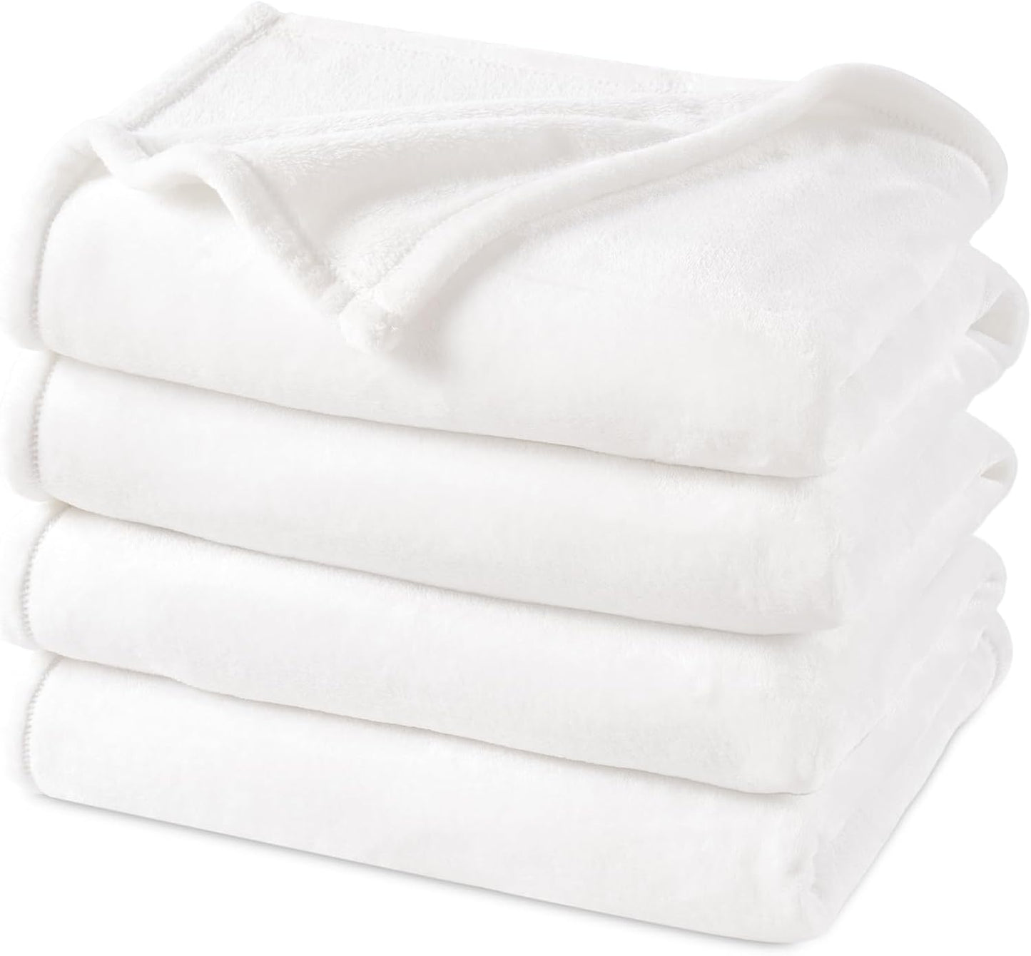 PHF Ultra Soft Fleece Blanket King Size, No Shed No Pilling Luxury Plush Cozy 300GSM Lightweight Blanket for Bed, Couch, Chair, Sofa Suitable for All Season, 108" x 90", White