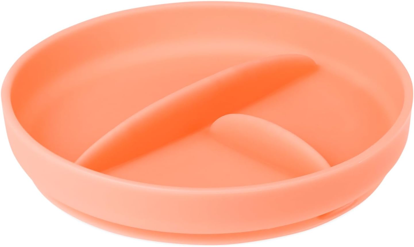 Olababy 100% Silicone Suction Plate | Toddler Plates with Suction | Divided Plates for Kids | Self Feeding Baby Essentials | Baby Registry Must Haves | Microwave Dinner Plates (Coral)
