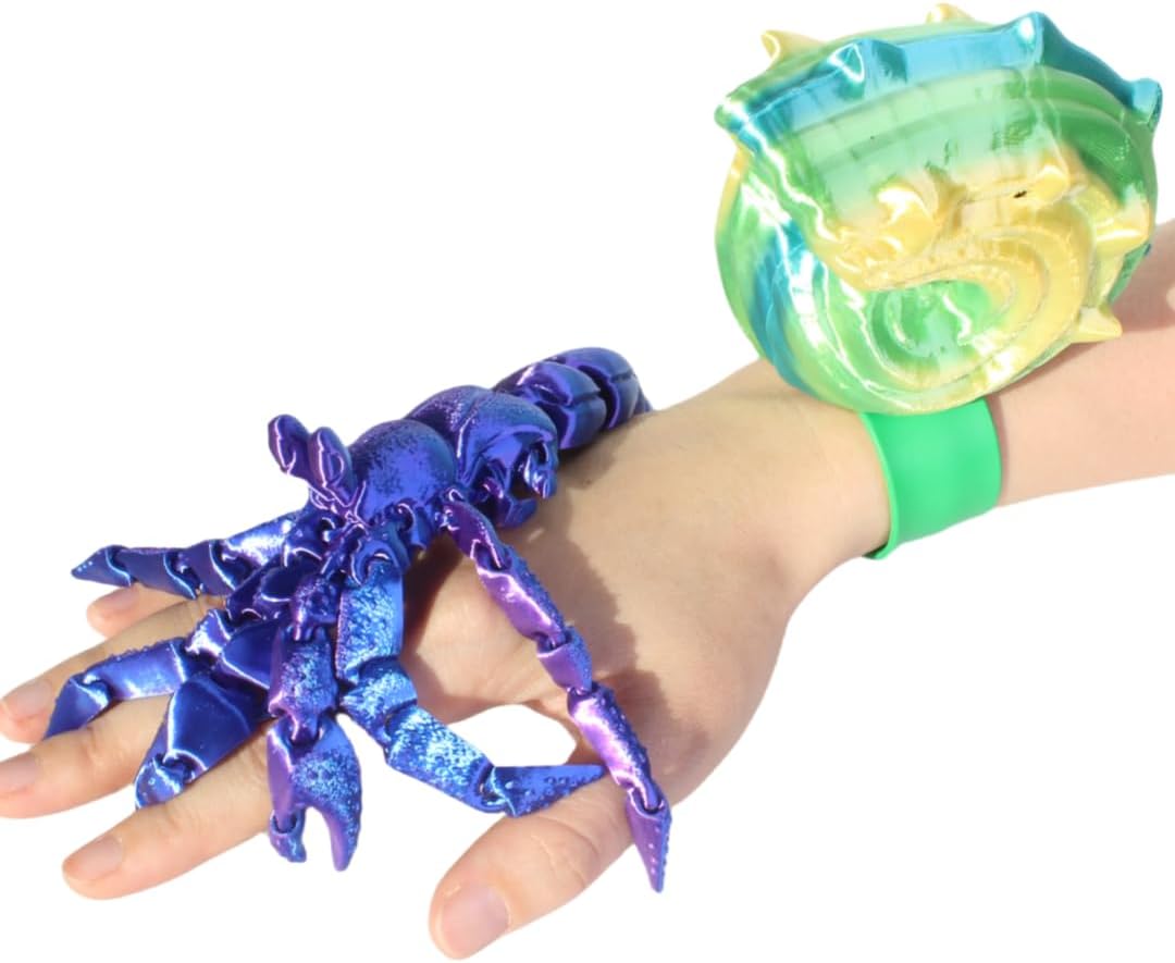 Cute Hermit Crab With Shell With Bracelets Fun Articulated Fidget Toy 3D Printed Desk Sculpture Basket Stuffers