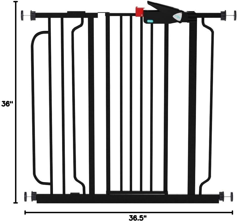 Regalo Easy Step Extra Tall Walk Thru Baby Gate, Bonus Kit, Includes 4-Inch Extension Kit, Pressure Mount Kit and Wall Cups and Mounting Kit, Black, 4 Count (Pack of 1)
