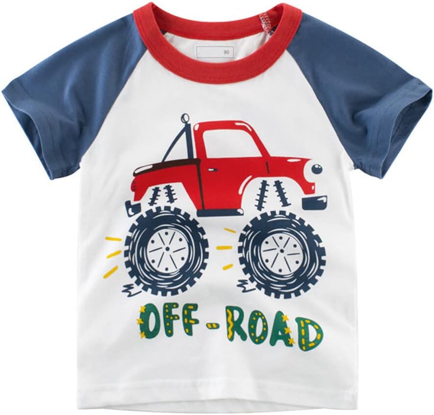 Boys' 4-Pack Excavator Short Sleeve Crewneck T-Shirts Top Tee Size 2-7 Years Toddler Boys' Value Pack Cotton T-Shirt