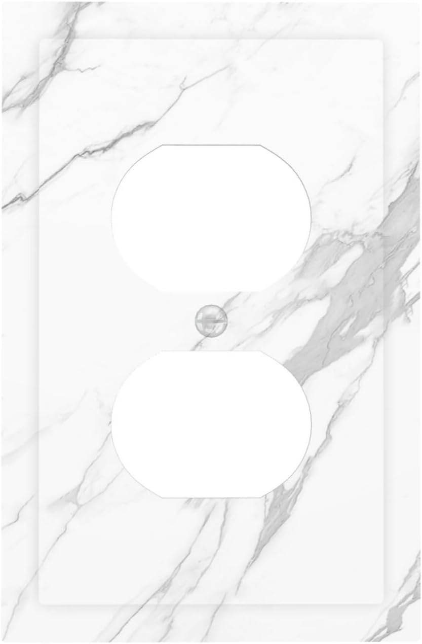 Outlet Covers Modern White Gray Marble 1 Gang Duplex Wall Plate Decorative Switch Plates Electrical Receptacle Faceplate Light Switch Cover for living Room Bathroom Decor