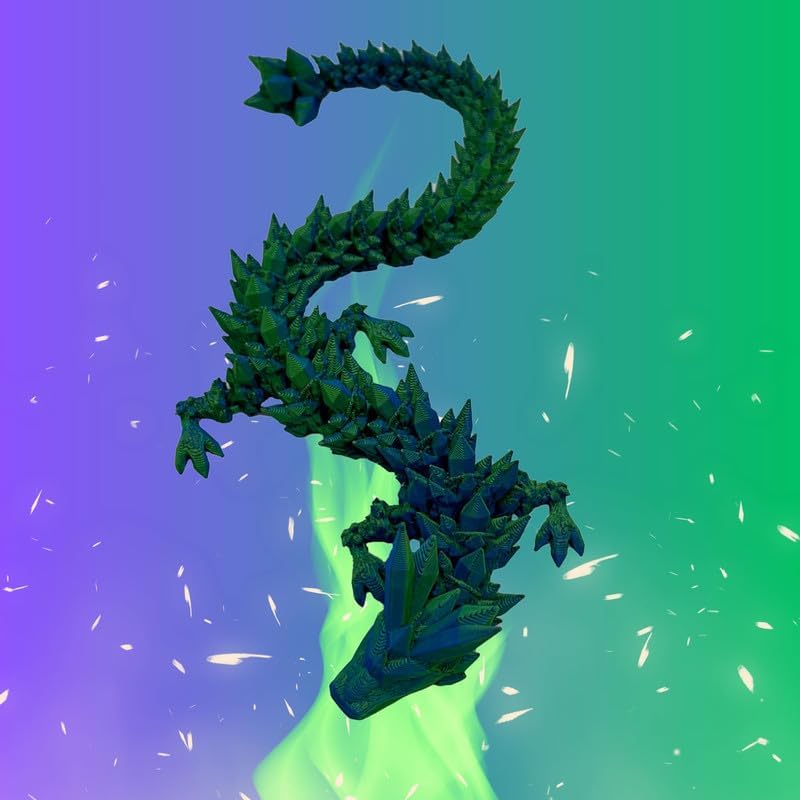 3D Printed Dragon Egg, 12inch Dragon Fidget Toys with Wings Easter Basket Stuffers Executive Desk Toys Crystal Dragon for Autism/ADHD Home Office Decor