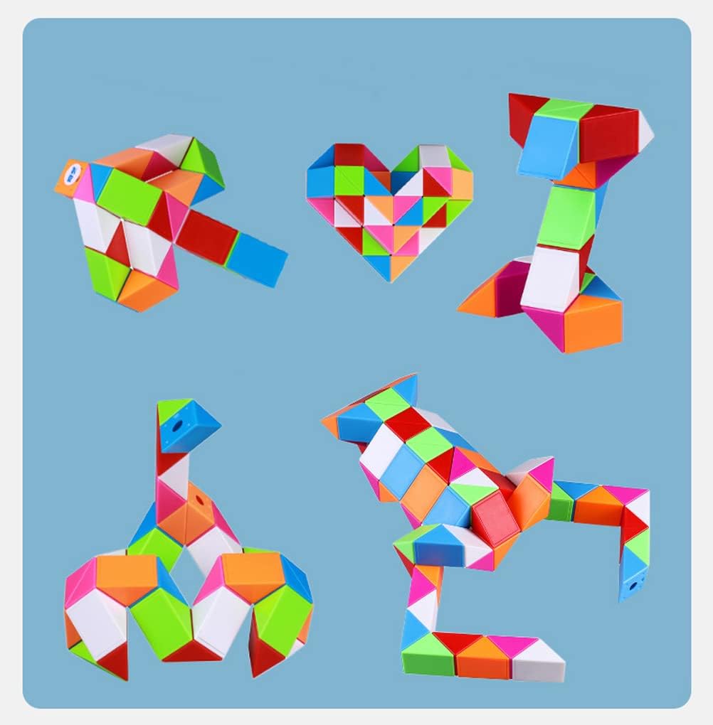 Fidget Magic Snake Cube Puzzles Twist Ruler Speed Cubes Brain Teaser Game Toys for Kids (36 Block 1PACK)