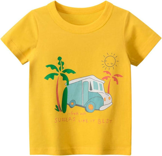 Boys' 4-Pack Excavator Short Sleeve Crewneck T-Shirts Top Tee Size 2-7 Years Toddler Boys' Value Pack Cotton T-Shirt